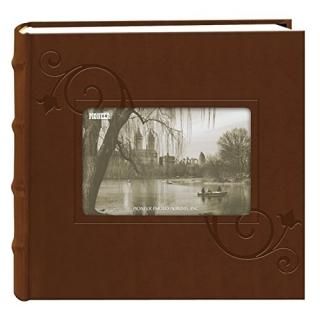 Pioneer Embossed Floral Frame Leatherette Cover Photo Album Brown 4x6 by Pioneer