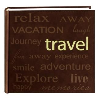 Pioneer Travel Text Design Sewn Faux Suede Cover Photo Album Brown by Pioneer Ph
