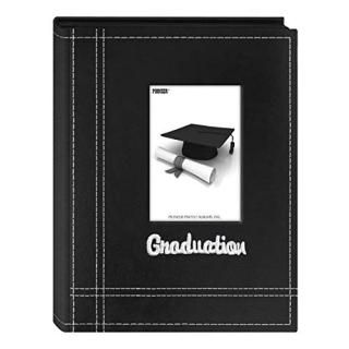 Pioneer Photo Albums 36-Pocket Sewn Leatherette Embroidered Graduation Theme Fra