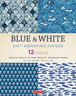 Blue & White Gift Wrapping Papers 12 Sheets of High-Quality 18 x 24 inch Wrappin