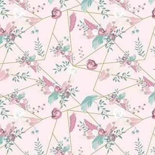 Pink Floral Wrapping Paper All Occasion - Folded Flat 30 x 20 Inch 3 Sheets