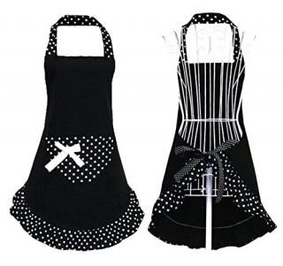 Black - Hyzrz Cute Girls Bowknot Funny Aprons Lady's Kitchen Restaurant Women's 