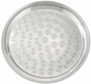 Winco Round Tray with Swirl Pattern 14-Inch Stainless Steel by Winco