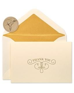Papyrus Thank You Cards with Envelopes Gold Flourish 16-Count