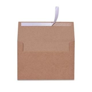 100 Pack A7 Brown Kraft Paper Invitation 5 x 7 Envelopes - Quick Self Seal for 5