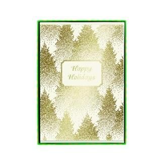 Graphique Gold Dotted Trees Signature Boxed Cards - Set of 15 Cards with Envelop