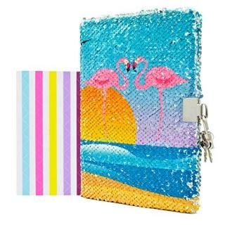 Flamingo - VIPbuy Kid Girls' Flamingo Notebook Diary with Lock and Key Flip Sequ