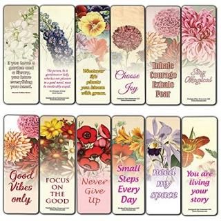 Creanoso Pretty Flower Inspirational Sayings Bookmarks 60-Pack  Inspiring Inspir