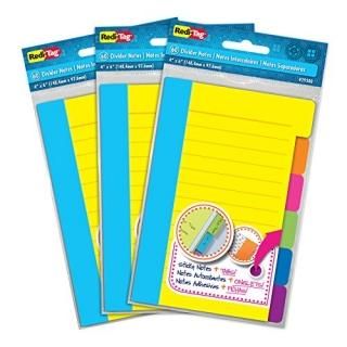 3 Pack - Redi-Tag Divider Sticky Notes Tabbed Self-Stick Lined Note Pad 60 Ruled