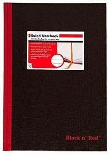 1 6 Pack - CASE OF 6 Black n' Red Hardcover Executive Notebook 30cm x 21cm Black