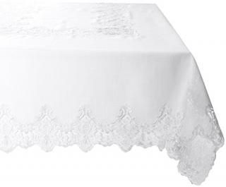 180cm X 360cm White - Imperial Embroidered Vintage Lace Design 180cm X 360cm Obl