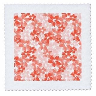 3dRose qs_53615_1 Peach and White Tropical Flowers Floral Print Hawaiian Art Qui