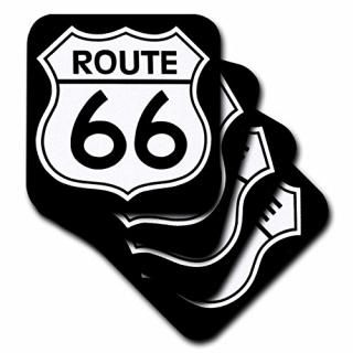 set-of-4-Ceramic - 3dRose cst_110012_3 Route 66 Black and White-Ceramic Tile Coa