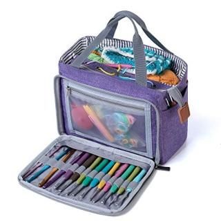 Purple - Luxja Small Crochet Tote Bag Yarn Storage Bag for Small Unfinished Proj