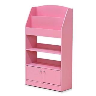 FURINNO Kidkanac Magazine/Bookshelf with Toy Storage Cabinet Pink 141