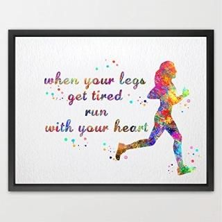 Dignovel Studios 11X14 Unframed Runner Woman Watercolor Art Print Running Quote 