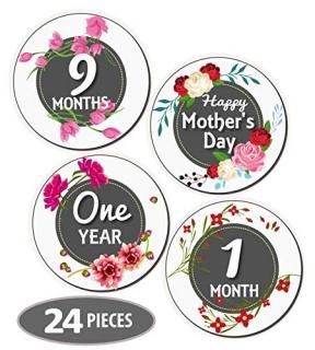 Mesmerico 24 Baby Monthly Holiday Floral Stickers - Baby Girl First Year Month A