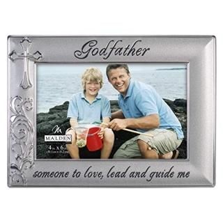 Malden International Designs Godfather with Cross Picture Frame 4x6 Silver by Ma