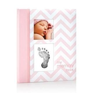 Pearhead Chevron Baby Book with Clean-Touch Ink Pad Pink by Pearhead