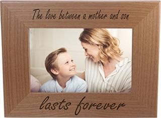 The Love Between A Mother And Son Lasts Forever 4x6 Inch Wood Picture Frame - Gr
