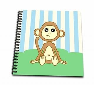 3dRose db_15432_2 Baby Animals Blue Monkey-Memory Book 12 by 12-Inch