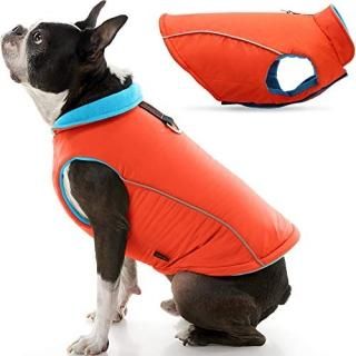 Gooby Sports Dog Vest - Orange Small - Fleece Lined Dog Jacket Coat with D Ring 