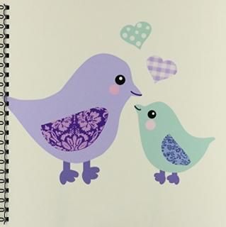8x8 drawing book - InspirationzStore Cute Animals - Cute purple mom bird and blu