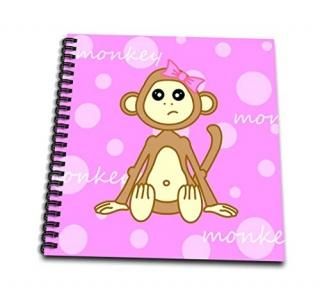 3dRose db_6178_1 Pink Baby Monkey Girl Drawing Book 8 by 8