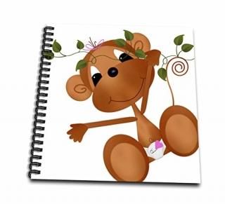 8x8 drawing book - TNMGraphics Animals - Baby Monkey Swinging - Drawing Book