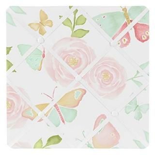 Sweet Jojo Designs Blush Pink Mint and White Watercolor Rose Fabric Memory Memo 