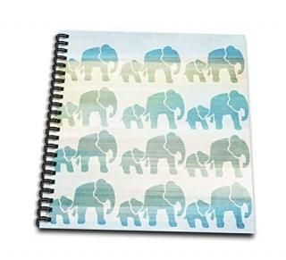 3dRose db_152076_2 Aqua Mom and Baby Elephants Animals Memory Book 12 by 12