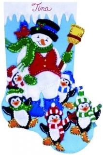 Penguin Party Stocking Felt Applique Kit-16 Long 