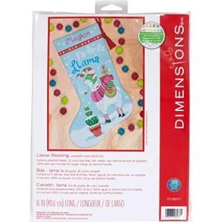 Dimensions Cross Stitch 'FA La Llama' Personalized Christmas Stocking Kit Blue 1