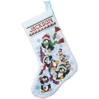 Penguin Joy Stocking Counted Cross Stitch Kit-18 Long 14 Count