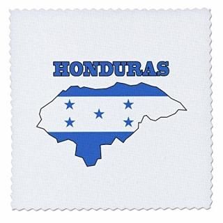3dRose qs_58777_1 Honduran Flag in The Outline Map and Word Honduras Quilt Squar