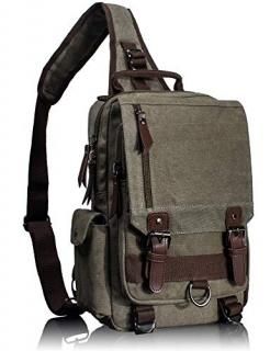 Leaper Canvas Messenger Bag Sling Bag Cross Body Bag Shoulder Bag Army Green L
