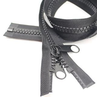YaHoGa #10 72 Inch Separating Large Plastic Zippers Black Tape with Double Pull 