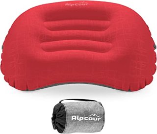 キャンピングピロー Alpcour  Lサイズ 膨らませる超軽量睡眠枕 簡単に膨らませるデザイン 柔らかい防水外装カバーとコンパクトなキャリーケース ハイキングなどに