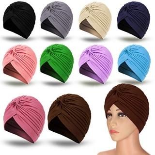 10 Pieces Stretch Polyester Turbans Head Bennie Cover India's Hat Turban Headwea