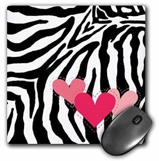 3drose LLC 8?x 8?x 0.25ޥѥåɡԥHearts Zebra Print  MP _ 26093?_ 1?