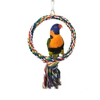 Bird Swing Perch Cotton Rope Ring Toy for Parrot Budgie Parakeet Cockatiel Conur