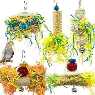 SHANTU Bird Parrots Shredding Toys Parakeet Chewing Toys Bird Loofah Toys Parrot