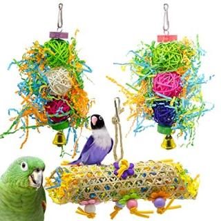 SHANTU 3Pack Bird Chewing Toys Foraging Shredder Toy Parrot Cage Shredder Toy Bi