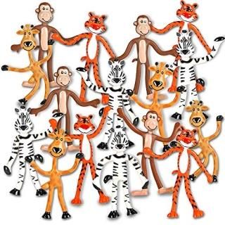 ArtCreativity Bendable Zoo Animals Set of 12 Flexible Animal Figures Birthday Pa