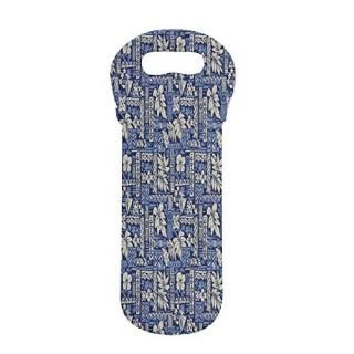 Ambesonne Ethnic Wine Bottle Carrier Bohemian Floral Grunge Hibiscus Blossoms Fu