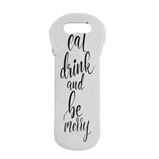 Ambesonne Drinking Sayings Wine Bottle Carrier Calligraphy Hand Writing Eat Drin