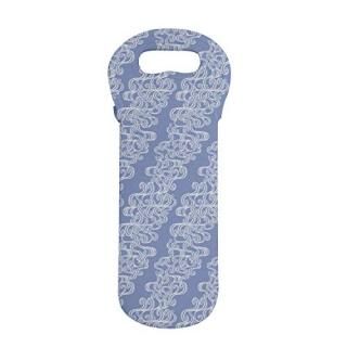 Ambesonne Abstract Wine Bottle Carrier Japanese Style Curly Swirly Stripes Ocean