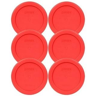 6 Red - Pyrex 7202-PC 10cm Red 1 Cup 236mL Round Storage Lid 6 Pack Bundle for G