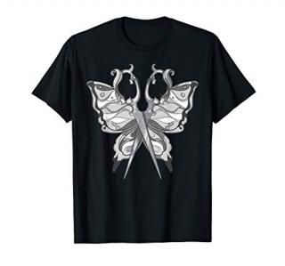 Goth Girl Hairdresser Hustler Tattoo Art Butterfly Scissors T-Shirt