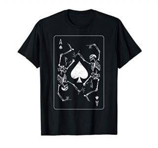 Goth Punk Ace Of Spades Card Shark Gambler Skeleton T-Shirt